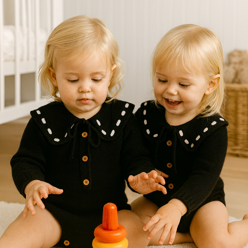 Fofo de Malha para Bebé com Gola Bordada – Preto