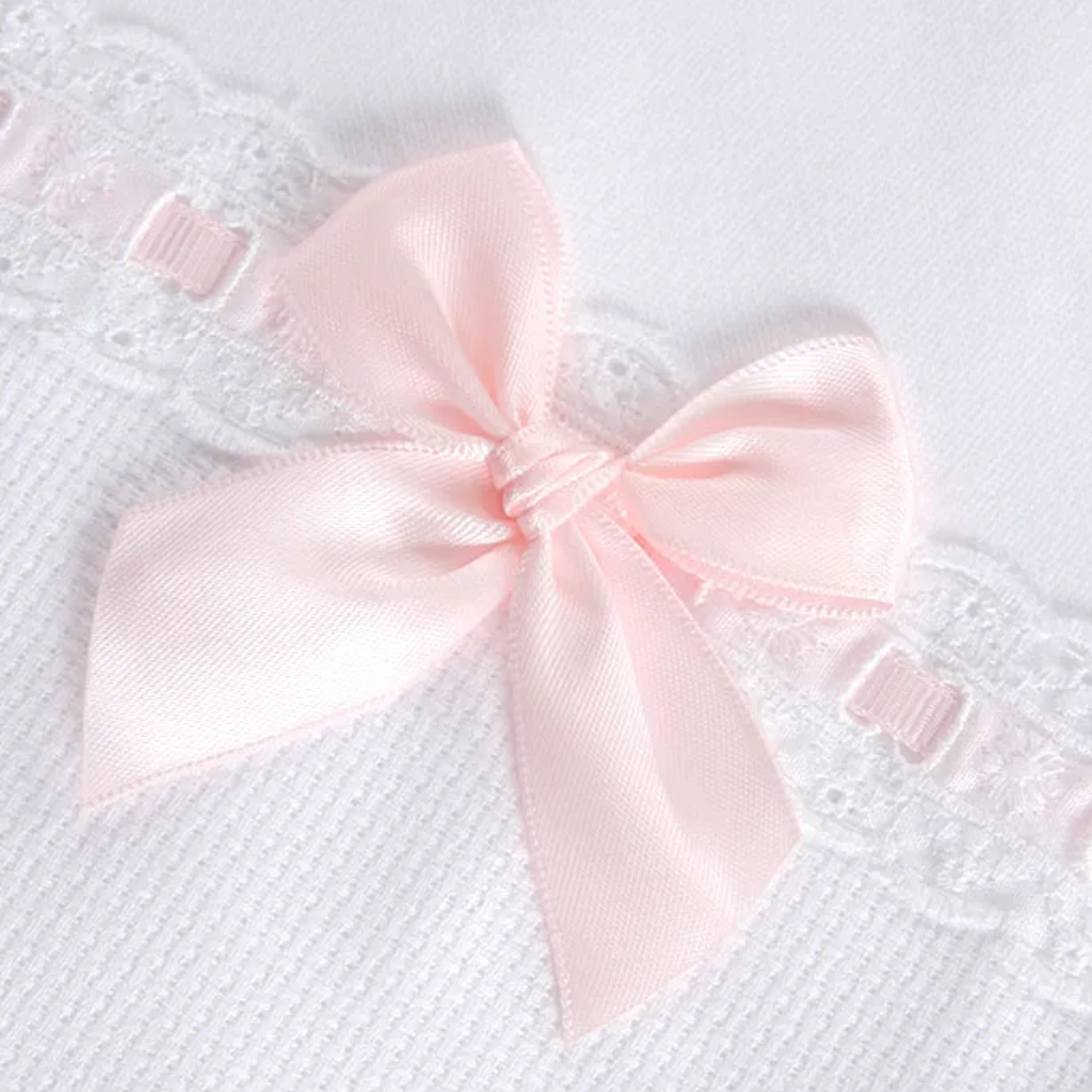 Fralda de Algodão com Renda e Laço Rosa – Babydita