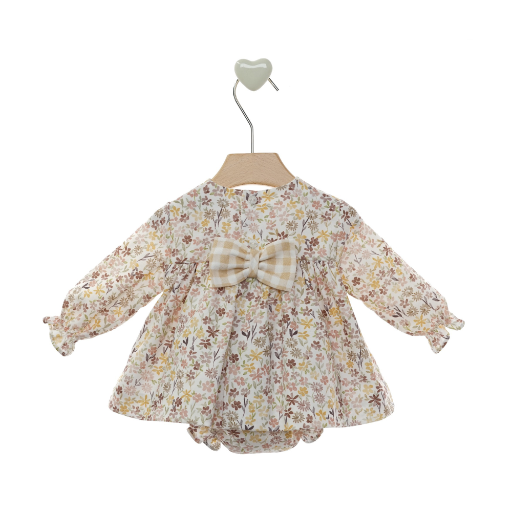 Vestido Bebé Floral com Tapa-Fraldas e Laço nas Costas - Marta Y Paula