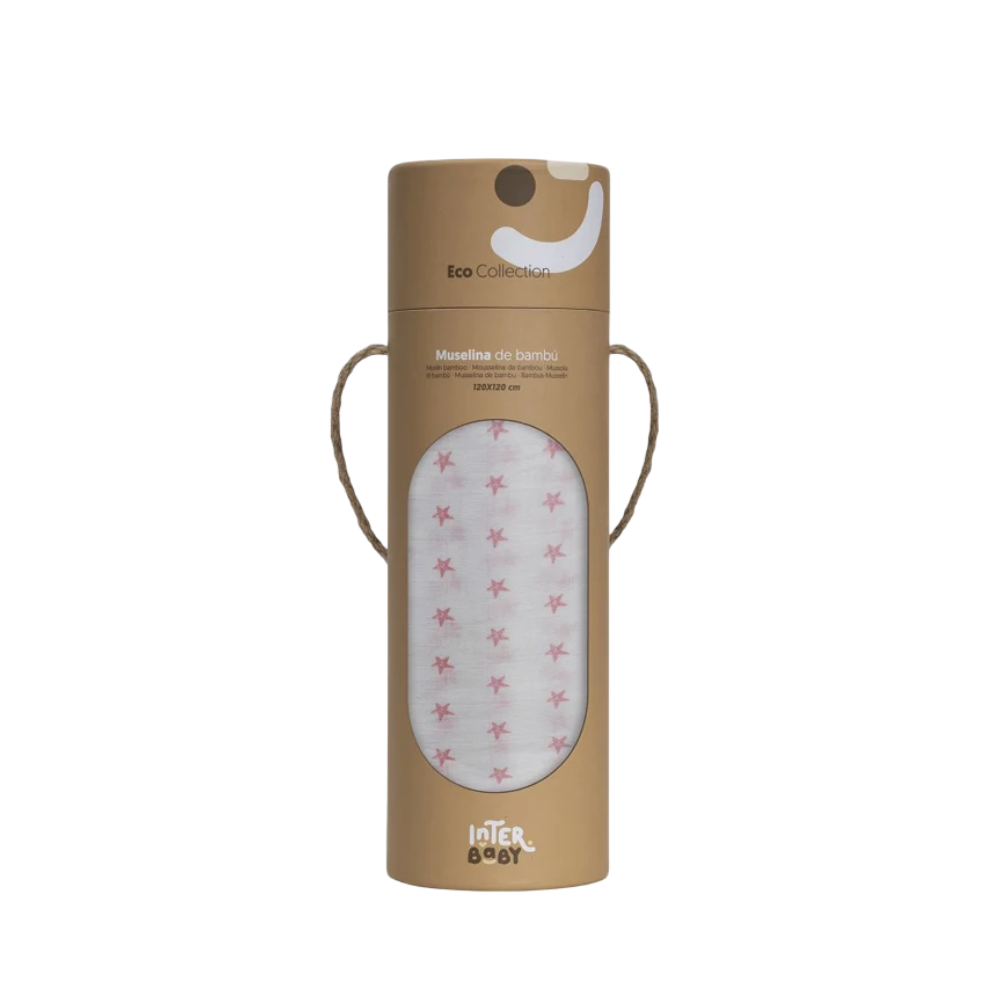 Fralda musselina estampada estrelas em bambu