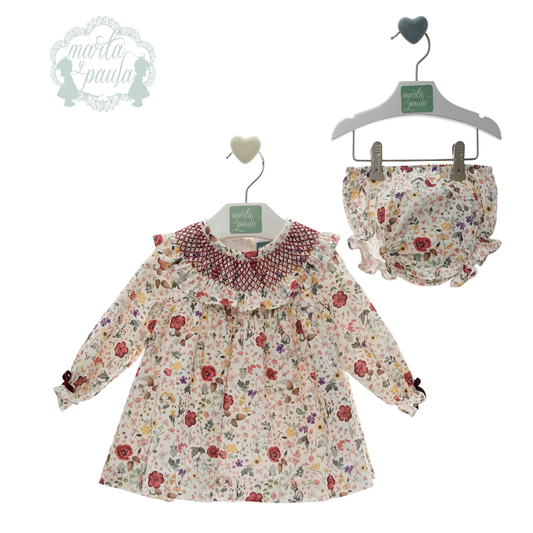 Vestido floral com tapa fraldas "Greta" - Marta y Paula