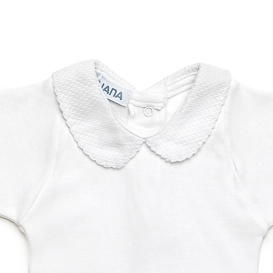 Body Branco Bebé de Manga Curta com Gola- Juliana