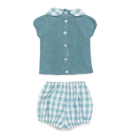 Conjunto de bebé em malha e xadrez - Juliana