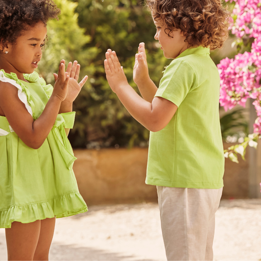 Conjunto verde lima com calção branco - Juliana