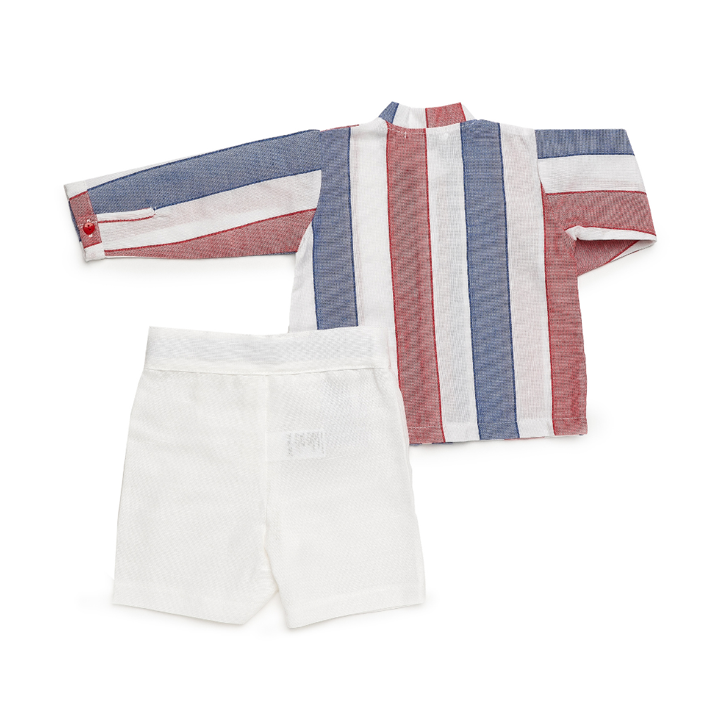 Conjunto Camisa às Riscas e Calções Brancos - Juliana