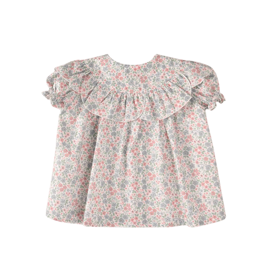 Blusa bebé floral com gola folho - José Varón