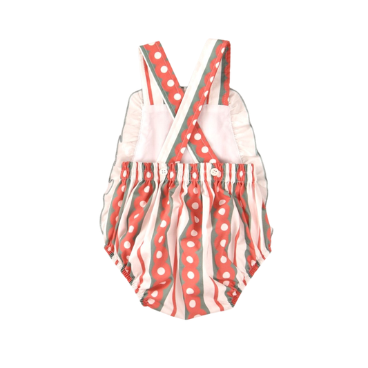 Fofo bebé riscas vermelhas com folhos - Cocote