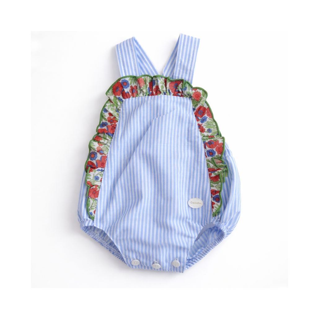 Fofo bebé riscas azuis com folho floral - Cocote