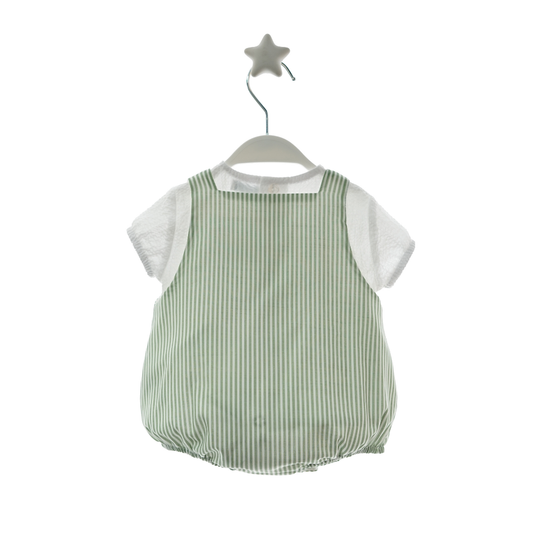 Fofo de bebé às riscas verdes com t-shirt branca - Micolino