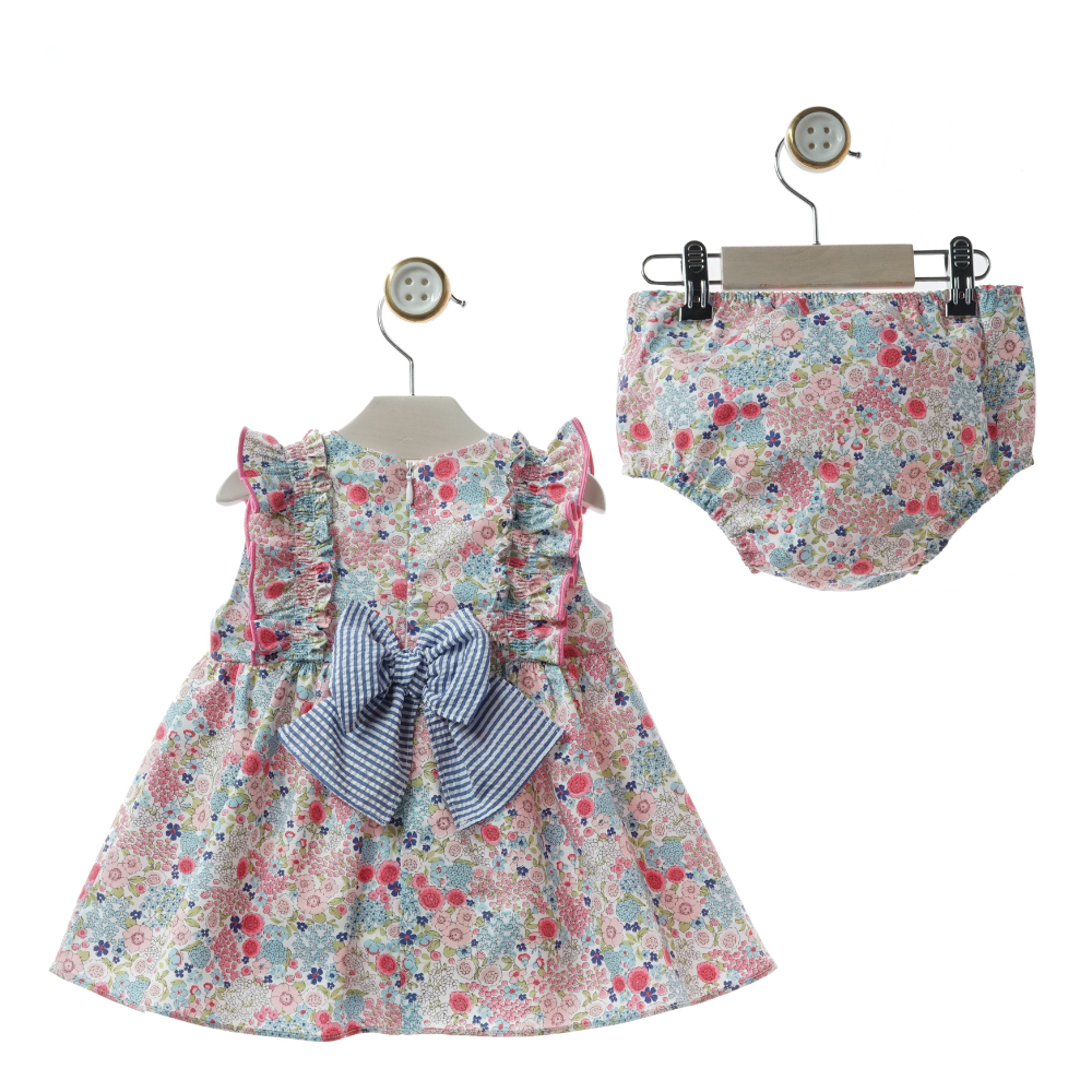 Vestido de bebé floral com tapa-fraldas - Yoedu