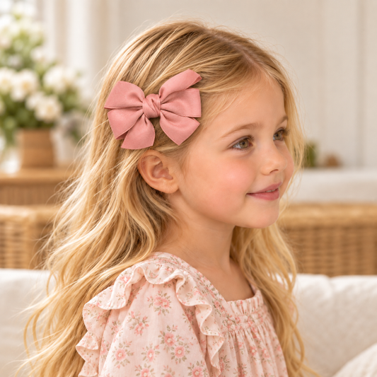 Laço de Cabelo Rosa em Tecido