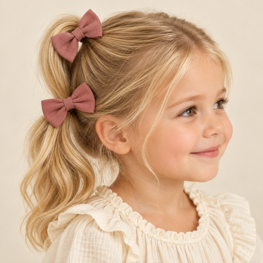Conjunto de 2 Laços de Cabelo Rosa