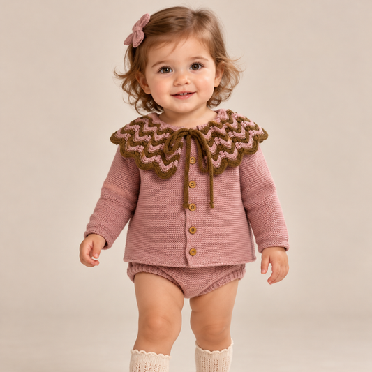 Conjunto de Bebé em Malha Rosa Velho