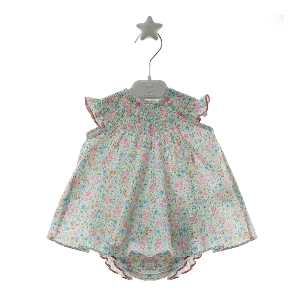 Vestido Bebé Floral com com Tapa-Fraldas - Micolino