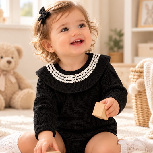 Fofo de Bebé em Tricot Preto com Gola