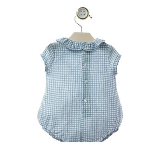 Fofo em Vichy Azul com Gola de Folho - Yoedu