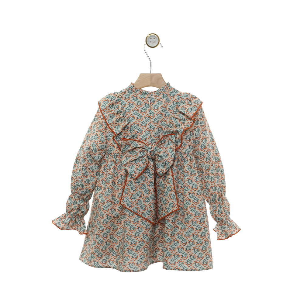 Vestido Floral com Folho Frontal - Yoedu