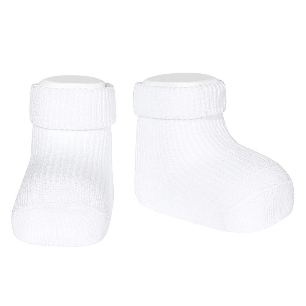 Meias pelo tornozelo caneladas com punho dobrável Cóndor - Branco