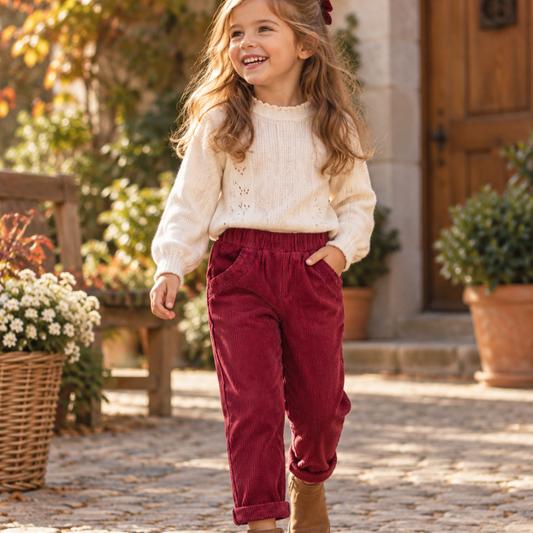 Calças Bordô Caneladas com Bolsos- EMC
