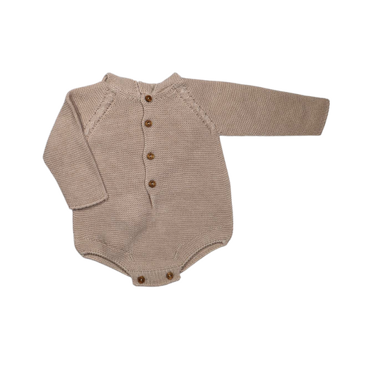 Fofo em malha com capuz e pompom bege- Sigar