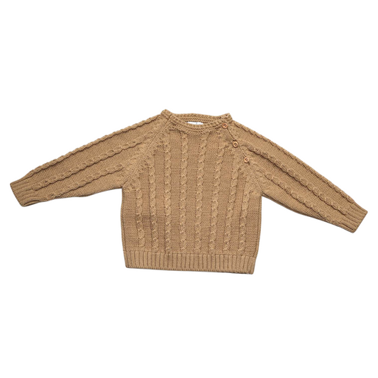Camisola bege em malha com botões para menino- - Yoedu