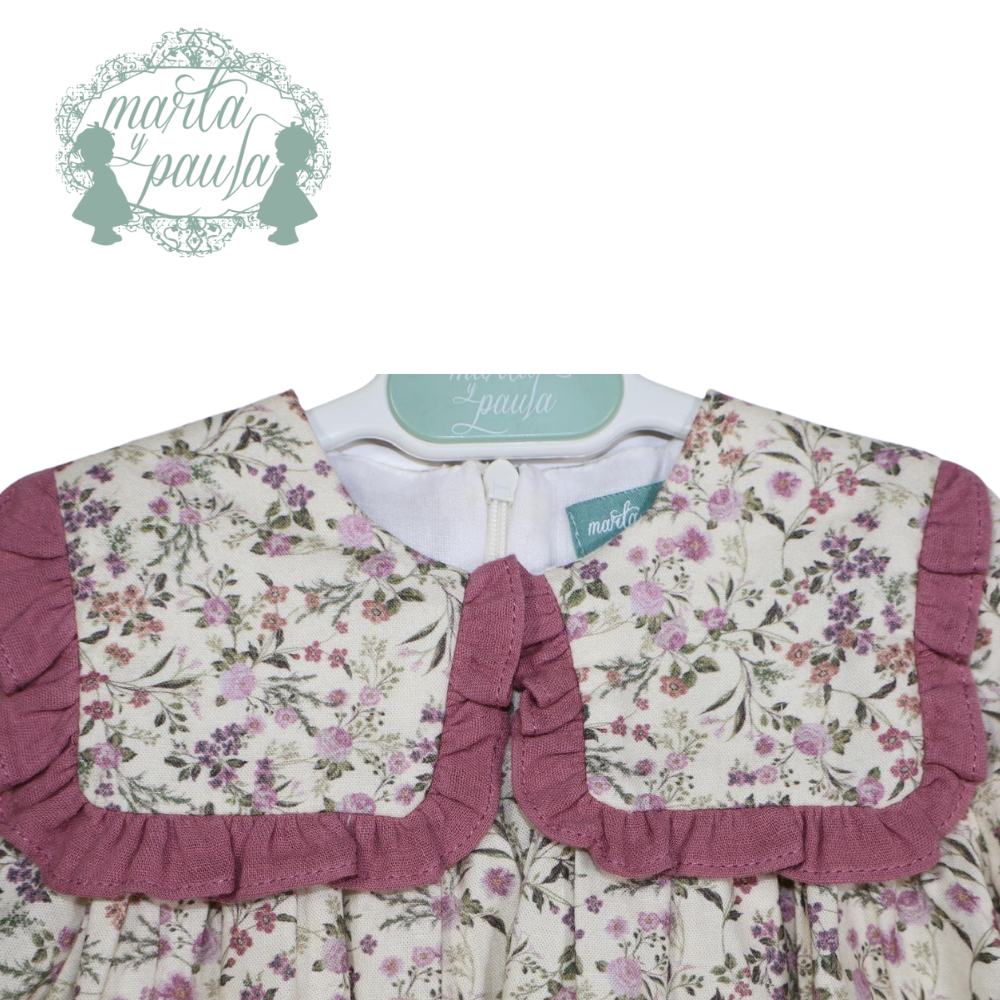 Conjunto bebé menina floral com tapa-fraldas - Marta y Paula