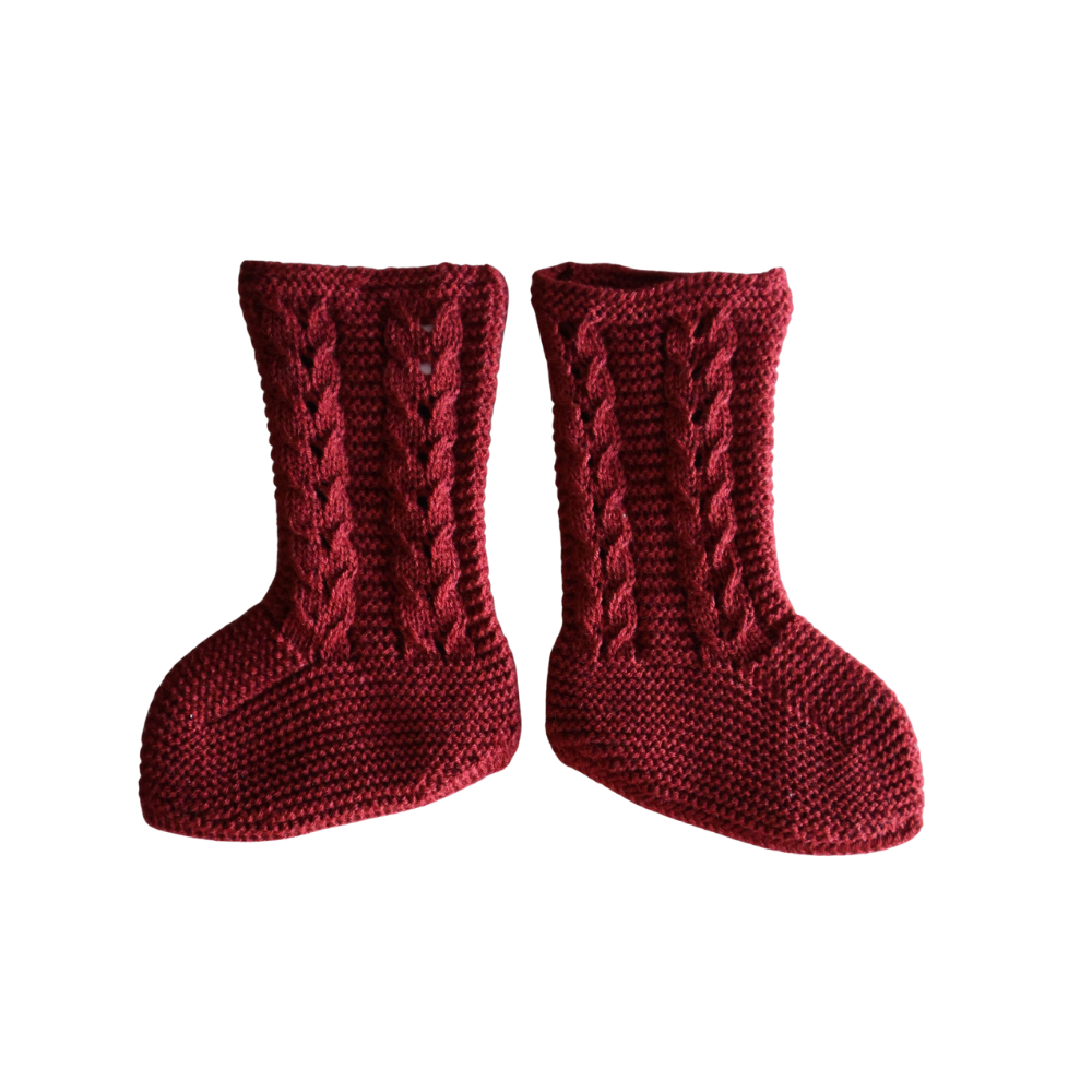 Botinhas de malha para bebé em bordô - Sigar