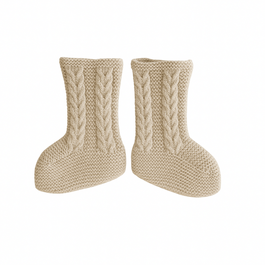 Botinhas de malha para bebé em bege - Sigar