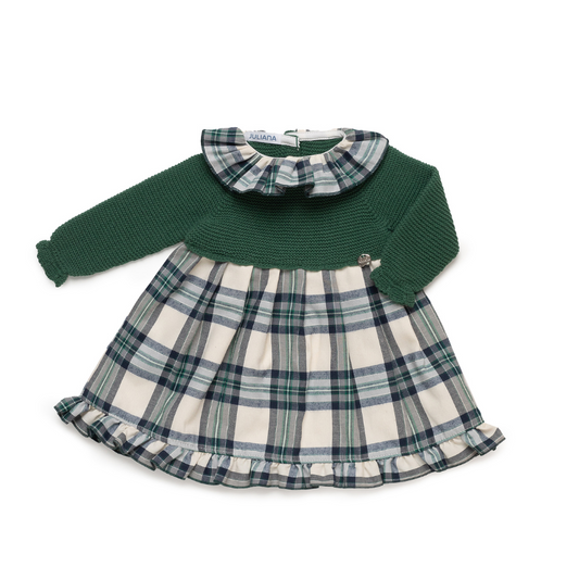 Vestido bebé menina xadrez verde - Juliana