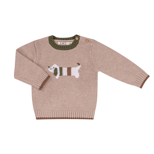 Camisola Malha Bege com Cão – EMC