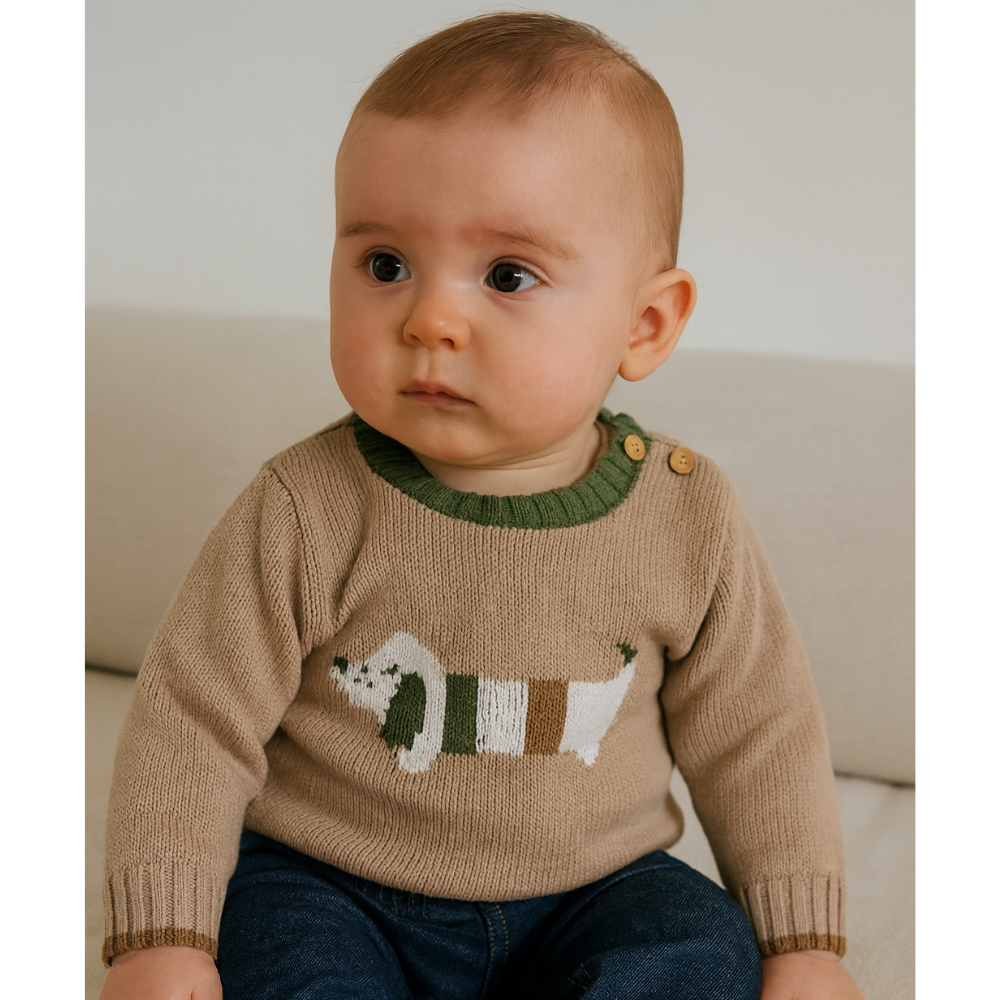 Camisola Malha Bege com Cão – EMC