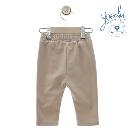 Calças menino sarja bege com cordão – Yoedu