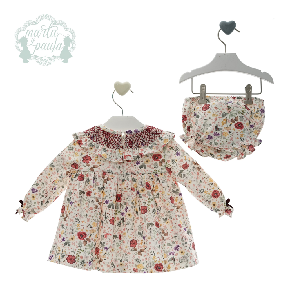 Vestido floral com tapa fraldas "Greta" - Marta y Paula