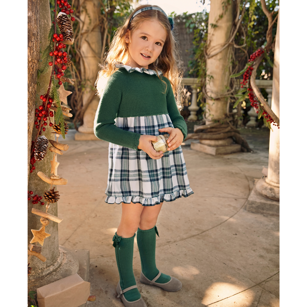 Vestido bebé menina xadrez verde - Juliana