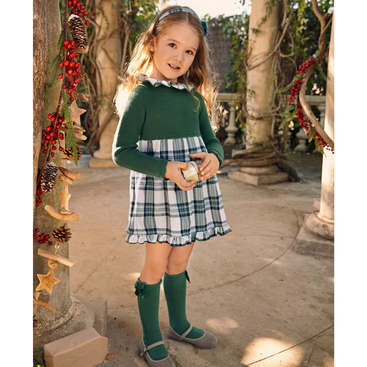 Vestido bebé menina xadrez verde - Juliana