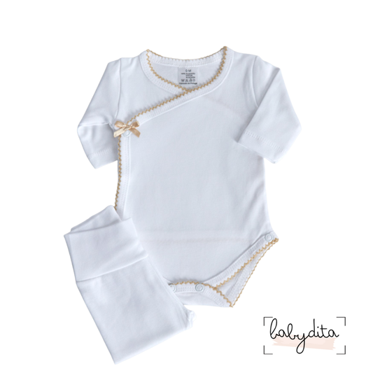 Body liso com collants sem carda - Bege