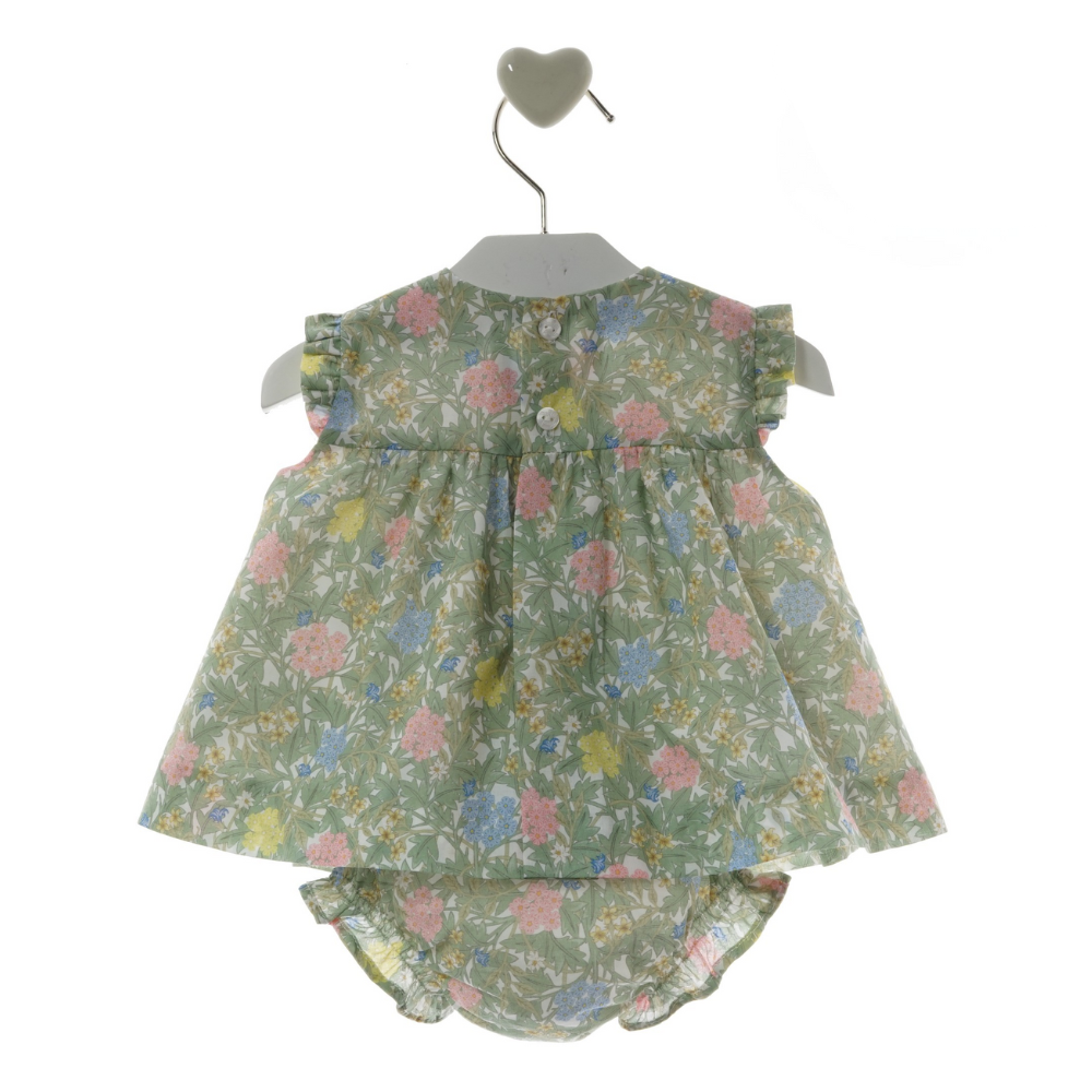Vestido bebé "Wabi-Sabi" floral com folhos + tapa-fralda a condizer - Marta Y Paula