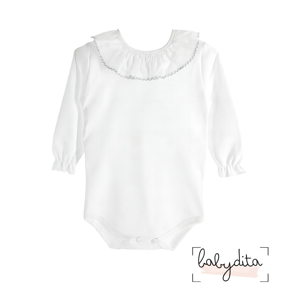 Body branco com gola folho cinzento
