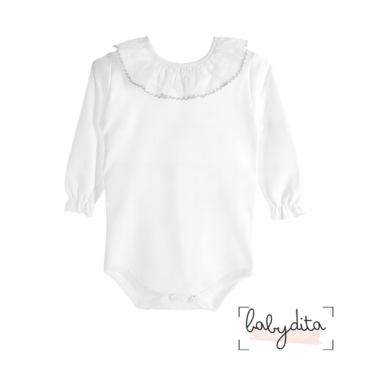 Body branco com gola folho cinzento