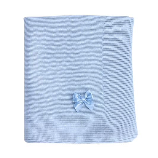 Manta de Malha Azul com Laço - Babydita