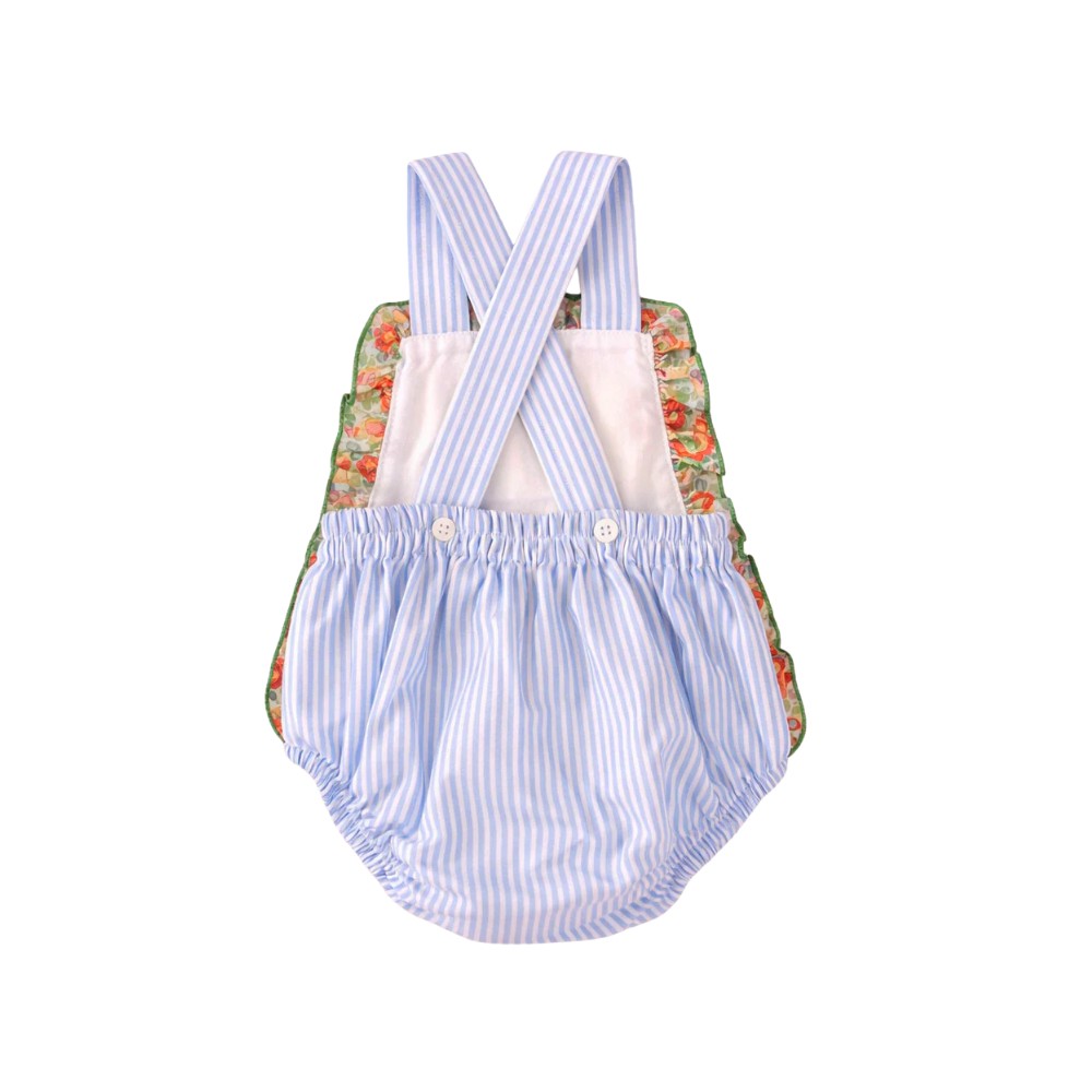 Fofo bebé riscas azuis com folho floral - Cocote