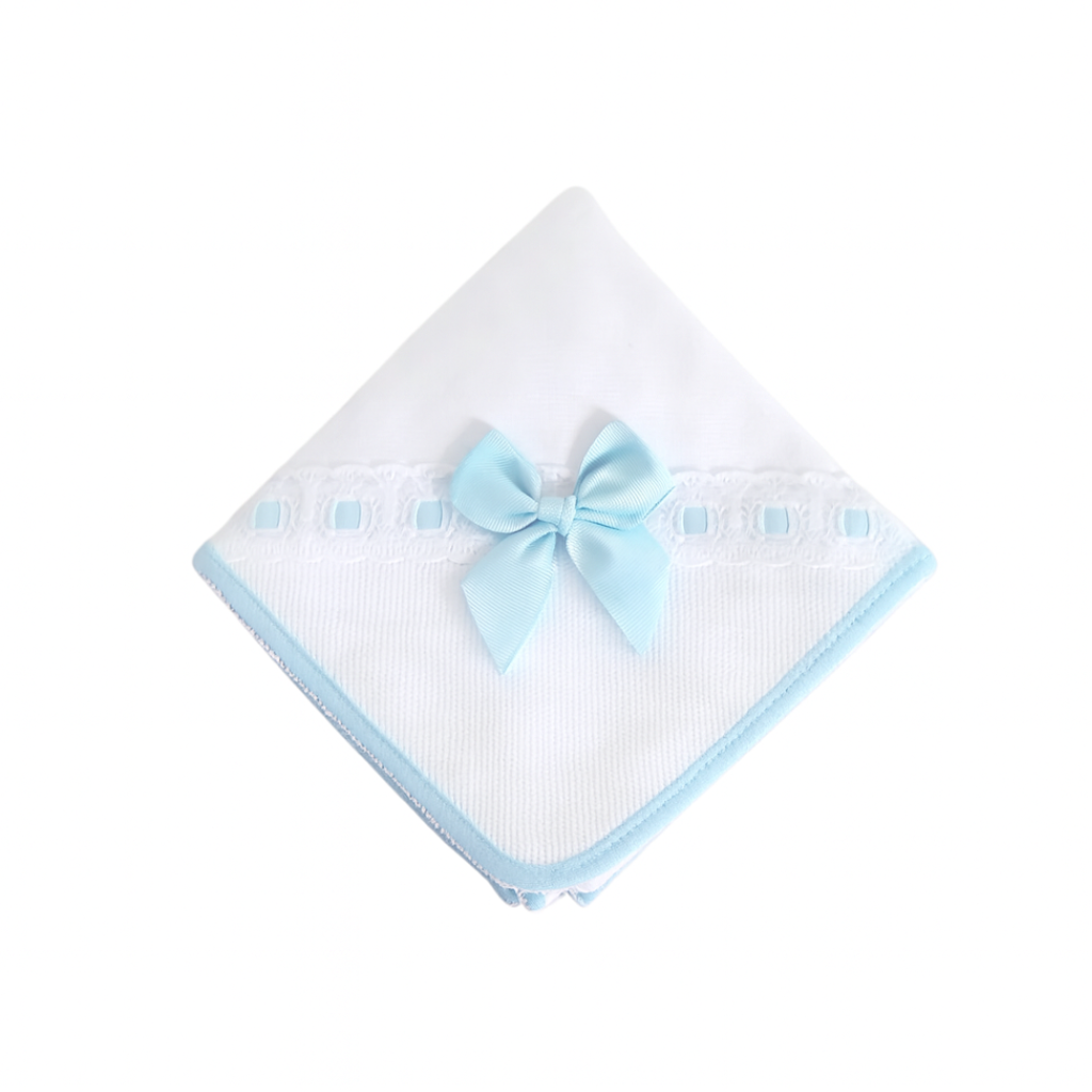 Fralda de Algodão com Renda e Laço Azul – Babydita