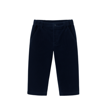 Calças Oxford em bombazine azul marinho para bebé e criança | Babydita
