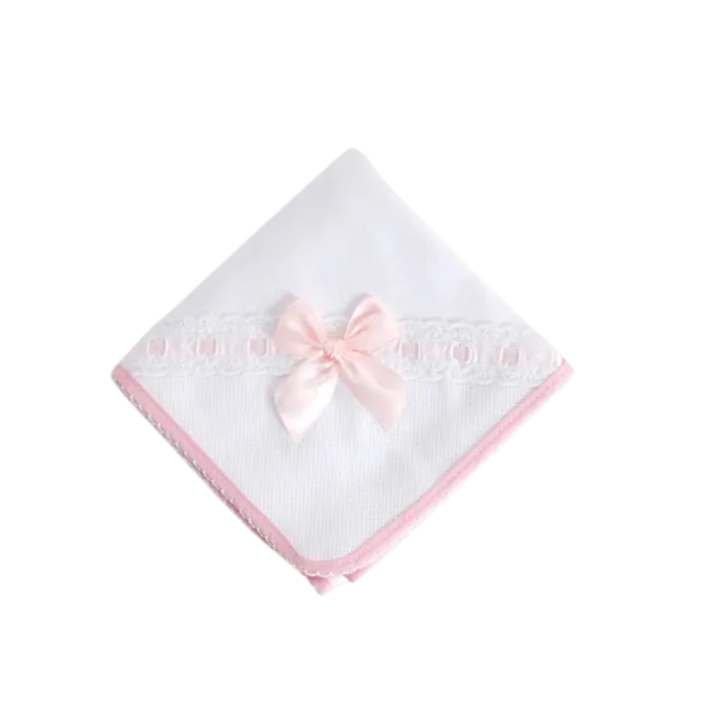 Fralda de Algodão com Renda e Laço Rosa – Babydita