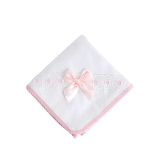 Fralda de Algodão com Renda e Laço Rosa – Babydita