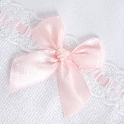 Fralda de Algodão com Renda e Laço Rosa – Babydita