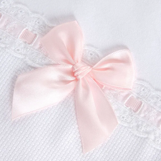 Fralda de Algodão com Renda e Laço Rosa – Babydita