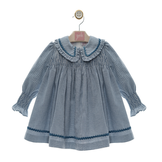 Vestido menina em xadrez azul "Seda" - Yoedu