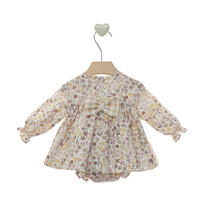 Vestido Bebé Floral com Tapa-Fraldas e Laço nas Costas - Marta Y Paula