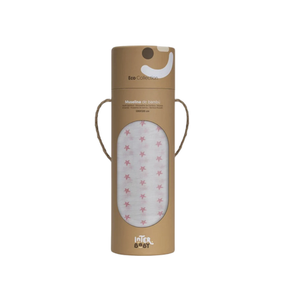 Fralda musselina estampada estrelas em bambu